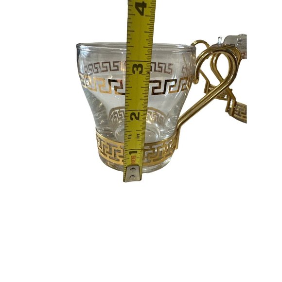 Set of 8 Vintage Libbey Glass gold Greek Key 8 ounce handled glasses - Picture 4 of 5